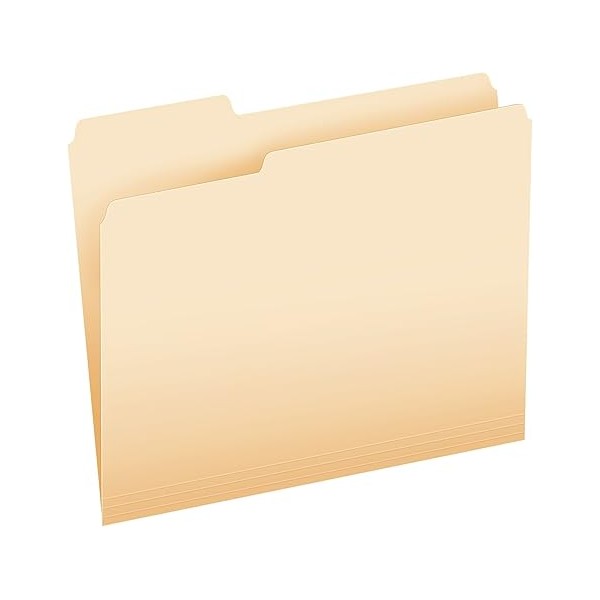 Pendaflex Essentials File Folders, Letter Size, 2/5 Cut, Manila, 100