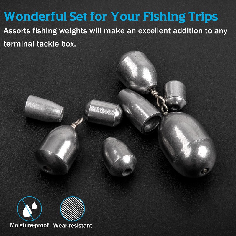 Assorted Fishing Egg Sinker Weights-42pcs/box Hollow Olive Shape Bass Casting