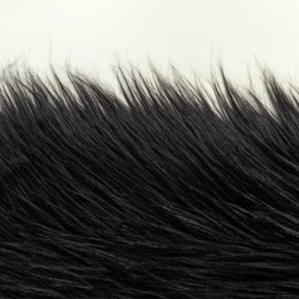 Qidkeo Faux Fur Fabric for Crafts, Gnomes, Animal Costumes, Cushions, Decorations Black One Yard(36"x63"inch)