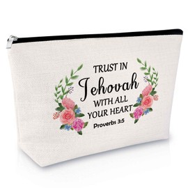 Sfodiary Religious Gift Christian Gifts for Women Jehovah Makeup Bag Bible Verse Gift for Bestie Scripture Quotes Jehovah Witness Gifts Baptism Gift for Friends Sister Faith Gifts Travel Cosmetic Bag