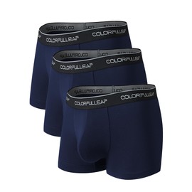 COLORFULLEAF - Calzoncillos Tipo Calzones para Hombre, Suaves, cómodos, Transpirables, de bambú, Paquete de 3 o 4, Z1_Azul Marino Paquete de 3, X-Large