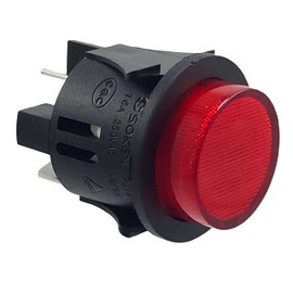 Pressure Switch PS18-16 Installation Diameter 25 mm 250 V 16 A Red, Illuminated Push-On Push-Off, Flat Connector 6.3 mm