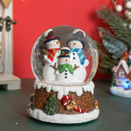 Snow Globe Christmas Water Globe Christmas Decoration Music Crystal Ball Snow Globes with Snowflakes 100mm,Lovely Snowmen