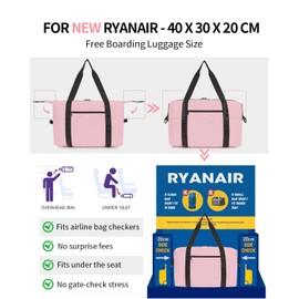ECOHUB Ryanair Hand Luggage Bag 40 x 20 x 25 cm, Perfect for Ryanair Travel Bag, Hand Luggage, Aeroplane 40 x 30 x 20, Pack of 2, Foldable Travel Bag, Tear-Resistant & Lightweight Cabin Bag, Weekender