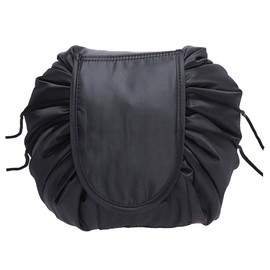 Large Capacity Lazy Makeup Bag - Waterproof Drawstring Toiletry Bag - Portable Cosmetic Storage Case for Travel - Ideal for Women and Girls (Black)