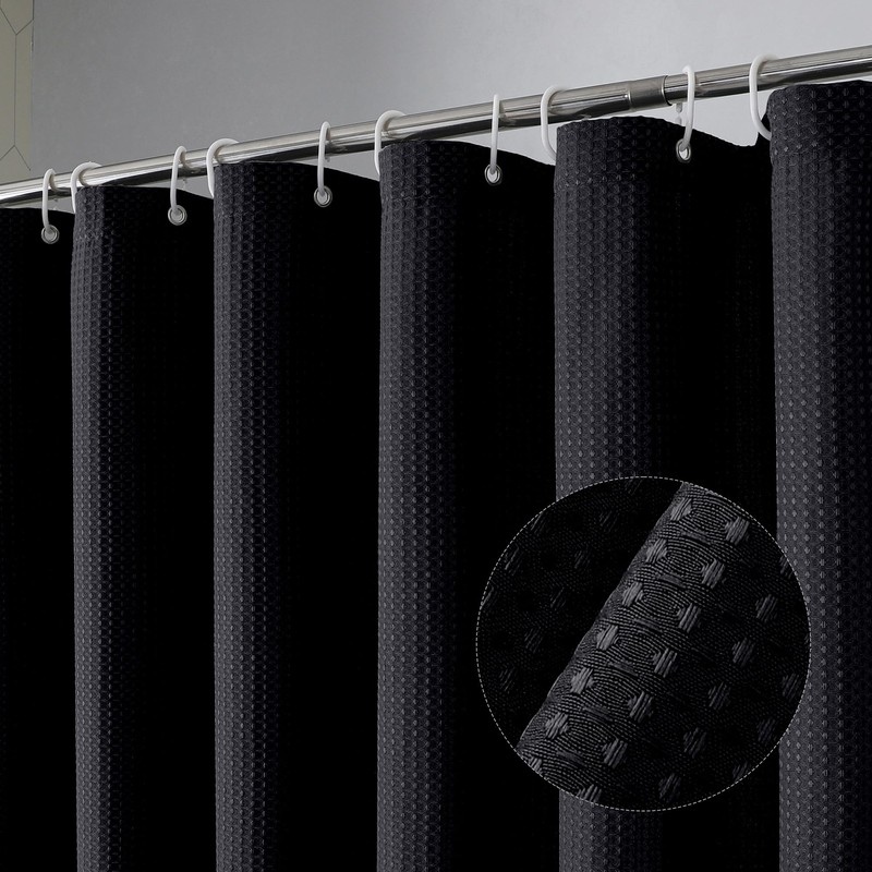 OVZME Extra Long Shower Curtain Set- 96 Inch Long Waffle
