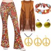 Jenaai 7 Pcs Kids 60s 70s Hippie Outfits for Girls