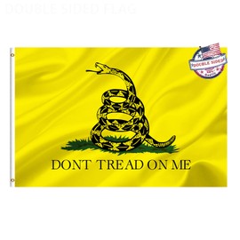 Mosprovie Dont Tread on Me Gadsden Flag 5x8 Double Sided- Heavy Duty 3ply Tea Party Flags- Gadsden Flag 5x8 Outdoor-Super Durable 4 Rows Stitched Edge Canvas Header with 2 Brass Grommets