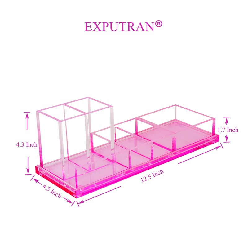 EXPUTRAN Acrylic Desk Organizer 4-Piece Desk Kit + Free Complimentary