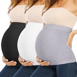 Rheane Pregnancy Belly Band Maternity Belly Bands Belly Support Band Maternity Clothes Plus Size Maternity Band (Black+White+Grey 3)