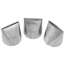 Fengxiaomin-3PCS 304 Stainless Steel Icing Piping Nozzles Ribbon Pastry Tips 3 Different Shapes Of Nozzles Pastry Fudge Cakfe Tool #200#201#202