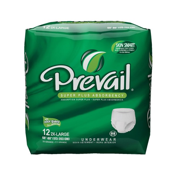 Prevail Super Plus Absorbency Incontinence Underwear, 2X-Large, 12 Count (Pack of 1)
