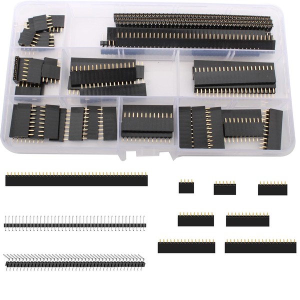 RUNCCI-YUN 64 Stück 2.54mm Gerade Einreihige Stapelbare Buchsenleiste, 4/6/8/10/12/16/20/40 Pin