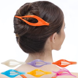 RC ROCHE ORNAMENT 6 pcs Mujer Premium Calidad Plástico Hueco Ovalado Hojal Hoja Ovalado Agujero Elegante Curvo Accesorio de Moda Clip antideslizante Side Slider Clutcher Clips, Grande Multicolor