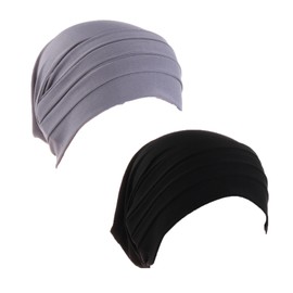 2 Pcs Muslim Inner Hijab Caps Women Girls Solid Color Turban Underscarf Under Hijab Caps Stretchy Breathable Full Cover Undercap Tube Bonnet Under Scarf Hats Beanie