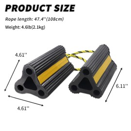 Vacallity Wheel Chocks for RV Trailer Car Truck, Upgrade Rubber Wheel Chocks with Rope Easy to Use,Camper Travel Chock Blocks Wheel Immobilizers & Chocks (6.2" 2pair)