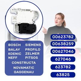 Washing Machine Door Lock 16(6) A 250V with Contacts 3 x 6.3 mm AMP with Original Code 00623782 00627046 00638259 for Bosch for Siemens - Made in Italy MONTERAL