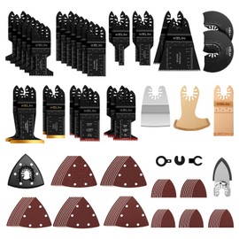 KELIN 118 PCS Multitool Blade Kits Cutting and Sandpaper Oscillating Tool Accessories Universal Oscillating Saw Blades 13 Types Blades Compatible with Dewalt Bosch Dremel Milwaukee