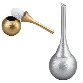 Kobizpanda Silver Toilet Brush and Holder Set, Brushed Nickel Modern Bathroom Brush with Anti-Splash Shield 360° Cleaning, ABS Plastic Rust-Proof Waterproof Toilet Bowl Cleaner for Home Spa