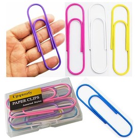 10 Pcs Jumbo Paper Clips 4 Inch – Extra Large Colored Coated Metal Paperclips, Strong Grip for Office School Home, Assorted Pastel Colors with Clear PP Box