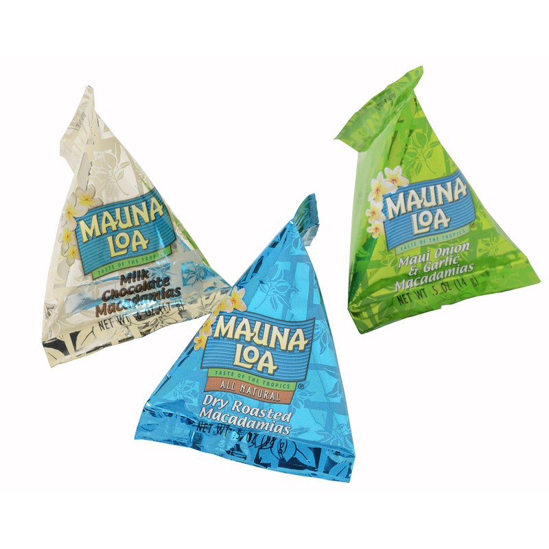 Mauna Loa Premium Hawaiian Roasted Macadamia Nuts, Trio Variety Pack,