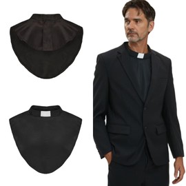 2pcs in Pack Unisex Clergy Black Tab Collar Clerical Bib Collar with Insert White Tab