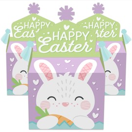 Big Dot of Happiness Spring Easter Bunny - Treat Box Party Favors - Happy Easter Party Goodie Gable Boxes - Set of 12