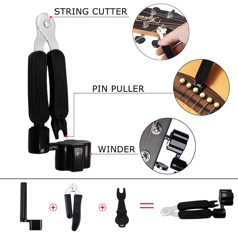 LOMEVE Guitar Accessories Kit Include Acoustic Guitar Strings, Tuner, Capo,