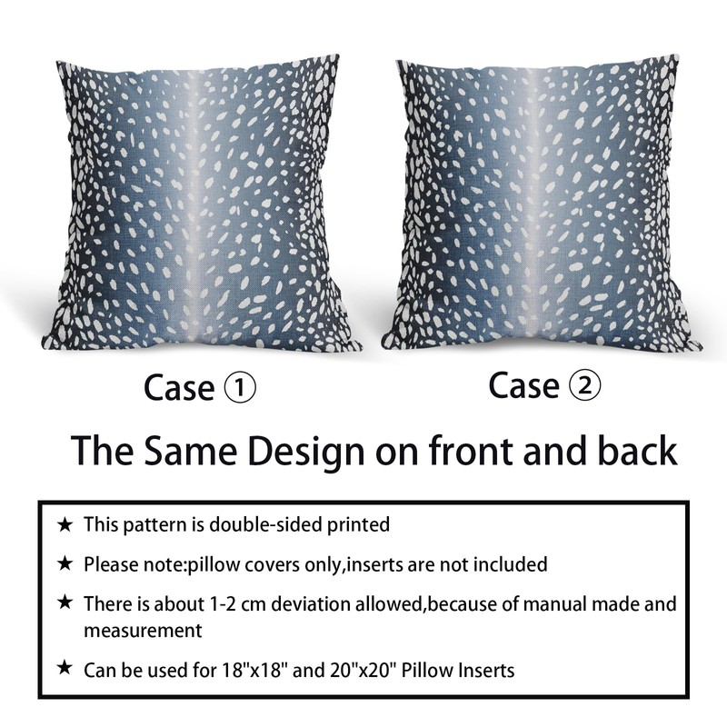 Antelope Pillow Covers 20X20 Inch Navy Blue Faux Fawn Deer