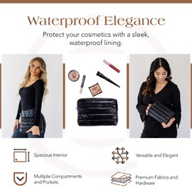 Citi Collective Premium Cosmetic Bag for Women| Makeup Travel Cosmetic Bag, Toiletry Bags for Women| Large Capacity Storage Waterproof Cosmetic Bag for Business, Vacation, or Weekend Traveling (Black)