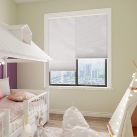 Changshade Cordless Blackout Cellular Shade, Tools-Free Honeycomb Shade for Bedroom, Kitchen, Children Room, Bathroom, Room Darkening Pleated Window Shade, 19 inches Wide, White CEL19WT36A