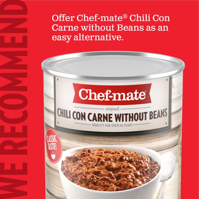 Chef-mate Beef Chili, Canned Beans with Meat, 6 lb 11