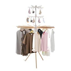 SOTTORICH Tripod Clothes Drying Rack, Garment Rack Portable and Foldable Space Saving Laundry Drying Rack - Drying Rack Clothing Floor Folding Balcony Bedroom Household (Triple Layer)