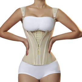Ahigh Waist Cincher for Women, Shapewear Women's Tummy Control, Shapewear Waist Shaper, Women Latex Waist Trainer, Corset with Zip and Buckle Closure, beige, XL
