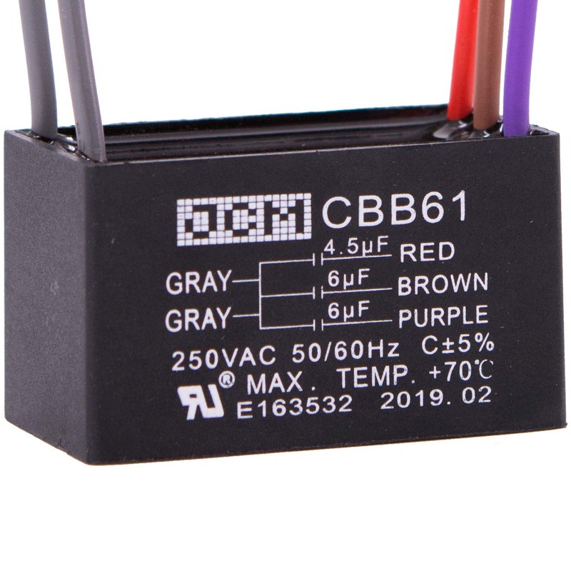 JCM 5 Wire Ceiling Fan Capacitor 4.5 uF + 6