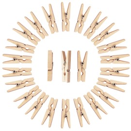 HAALII Super Mini Photo Pins, Wooden Clips for Outdoor Hanging Pictures, Natural Wood, Clothing, 200 Pieces, 3 cm Length