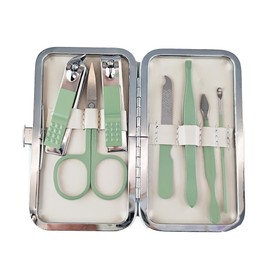 KuqitsBai Manicure Set 7/15/18 Pieces Available Pedicure Kit Nail Set Nail Clippers Polished Stainless Steel Nail Case for Nail Care Beauty Home and Travel (Mint Green 7)