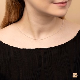 Amberta 925 Sterling Silver 1.1 mm Ball Chain Necklace for Men Women | 925 Silver Chain for Men Women | Silver Dog Tag Chain for Men | Silver Beaded Necklace for Women: 16 inch / 40 cm