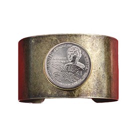 US 2020 Native American Sacagawea Dollar BU Uncirculated Coin Solid Brass Antique Finish Cuff Bracelet - Elizabeth Peratrovich Anti-Discrimination Law Of 1945
