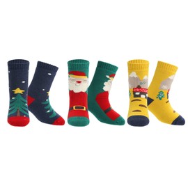 Human Feelings Calcetines divertidos para niños y niñas, diseño novedoso, lindos calcetines de invierno cálidos de Navidad, Niños Navidad Verde 3 Pack, 3-6 Años