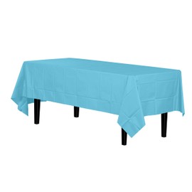 Exquisite 6-Pack Premium Plastic Tablecloth 54in. x 108in. Rectangle Plastic Table Cover - Light Blue