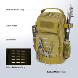 THKFISH Fishing Bag with Boxes, Waterproof Fishing Bag with 1 Box, Fishing Backpack for Fishing, Shoulder Bag, Fishing Backpack with Boxes for Fishing Tackle, black, Modern