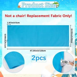GORGECRAFT 120X43cm Beach Sling Chair Replacement Canvas 2Pcs Outdoor Lounge Chairs Covers Replacements Deep Sky Blue Portable Reclining Sling Chair Fabric for Sunbathing Garden Courtyard Relaxation