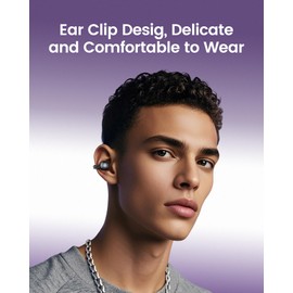 mojawa StarClip Open-Ear Wireless Bluetooth Headphones, Clip-On Earbuds, 4D Panoramic Sound, Clear Calls, Lightweight, Secure Fit, IP54 Water-Resistant Ear Grips for Workout and Daily Use, Gray