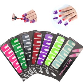 EBANKU Nail Polish Protector, 7 Sheets 70 Piece Disposable Peel Off Sticker U-Shape Tape for Nail Art Painting, Soft Plastic Nail Art Protector Spill-Proof Stickers Stamping Manicure Tool