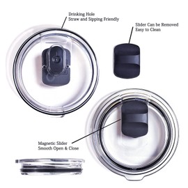 CLniubi Magnetic Spill Proof Slider Tumbler Replacement Lids,Compatible Coffee Tumbler Magnetic Spill Proof Slider Covers,Straw