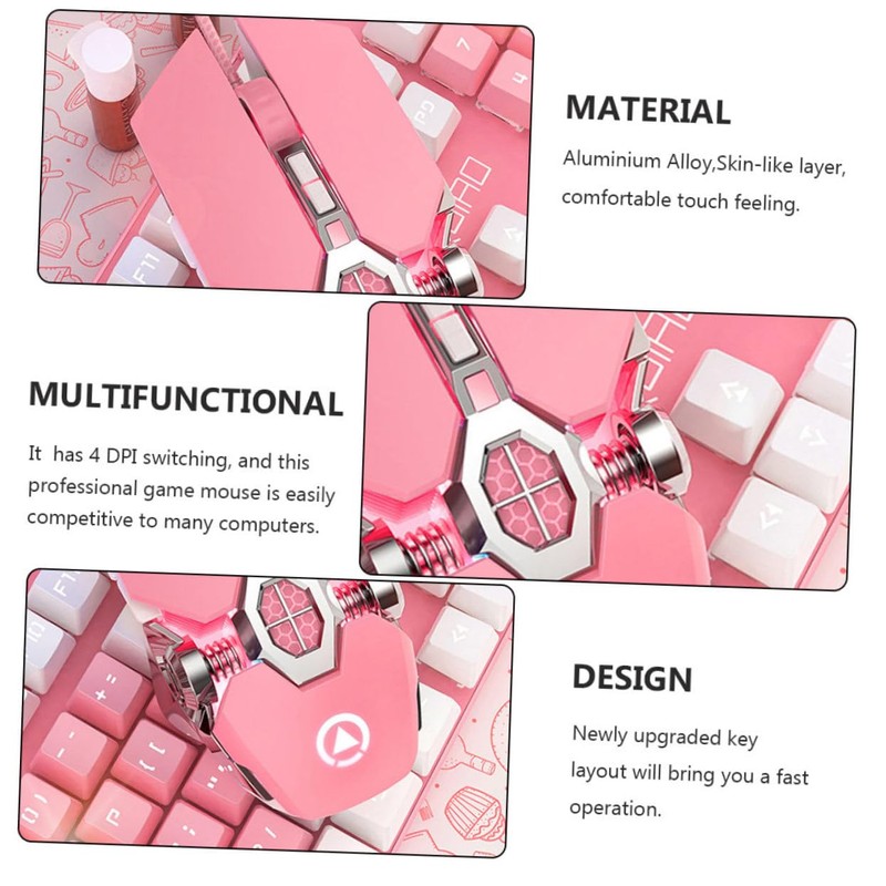 COHEALI Ergonomic Pink Computer Mouse Dpi Buttons Custom Macro Gaming
