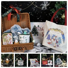 Christmas Gift Set -Bunny Plush Toy, Christmas Mug, Tote Bag, Capybara Doll- Perfect Holiday Gift for Women, Girls & Kids, Decor,rabbit,Reindeer,Santa - Gift Set: Gift Set 2