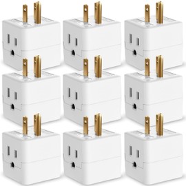 Fosmon 3 Outlet Wall Adapter Cube Tap, 9 Pack, 90 Degree Wall Tap Triple Power Adapter, Outlet Splitter 3 Prong, Multi Plug Outlet, 3 Way Plug Adapter, Outlet Extender for Home or Travel, ETL Listed