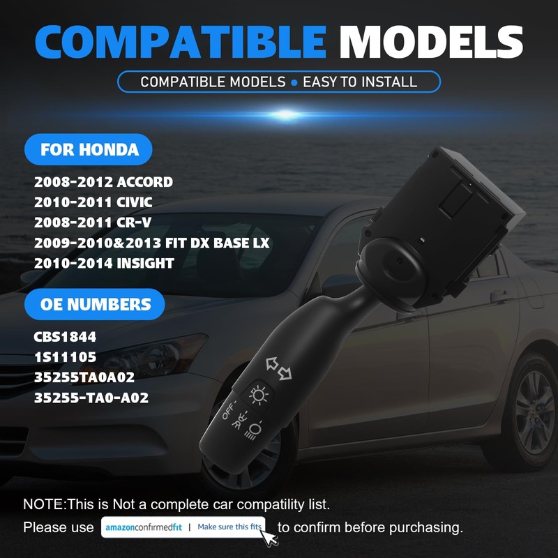 35255-TA0-A02 Turn Signal Switch Headlight Dimmer for Honda Accord 2008-2012